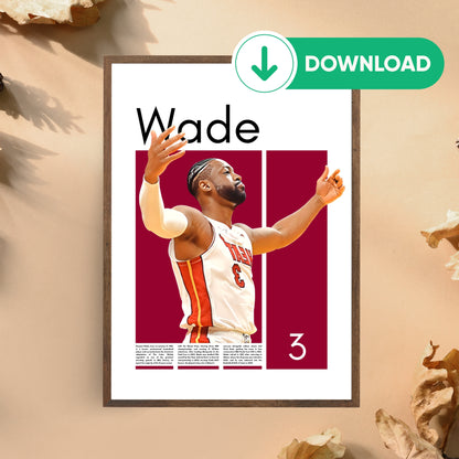 Dwyane Wade Wall Art – Digital Download | Instant Printable Sports Art