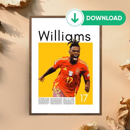 Nico Williams Wall Art – Digital Download | Instant Printable Sports Art