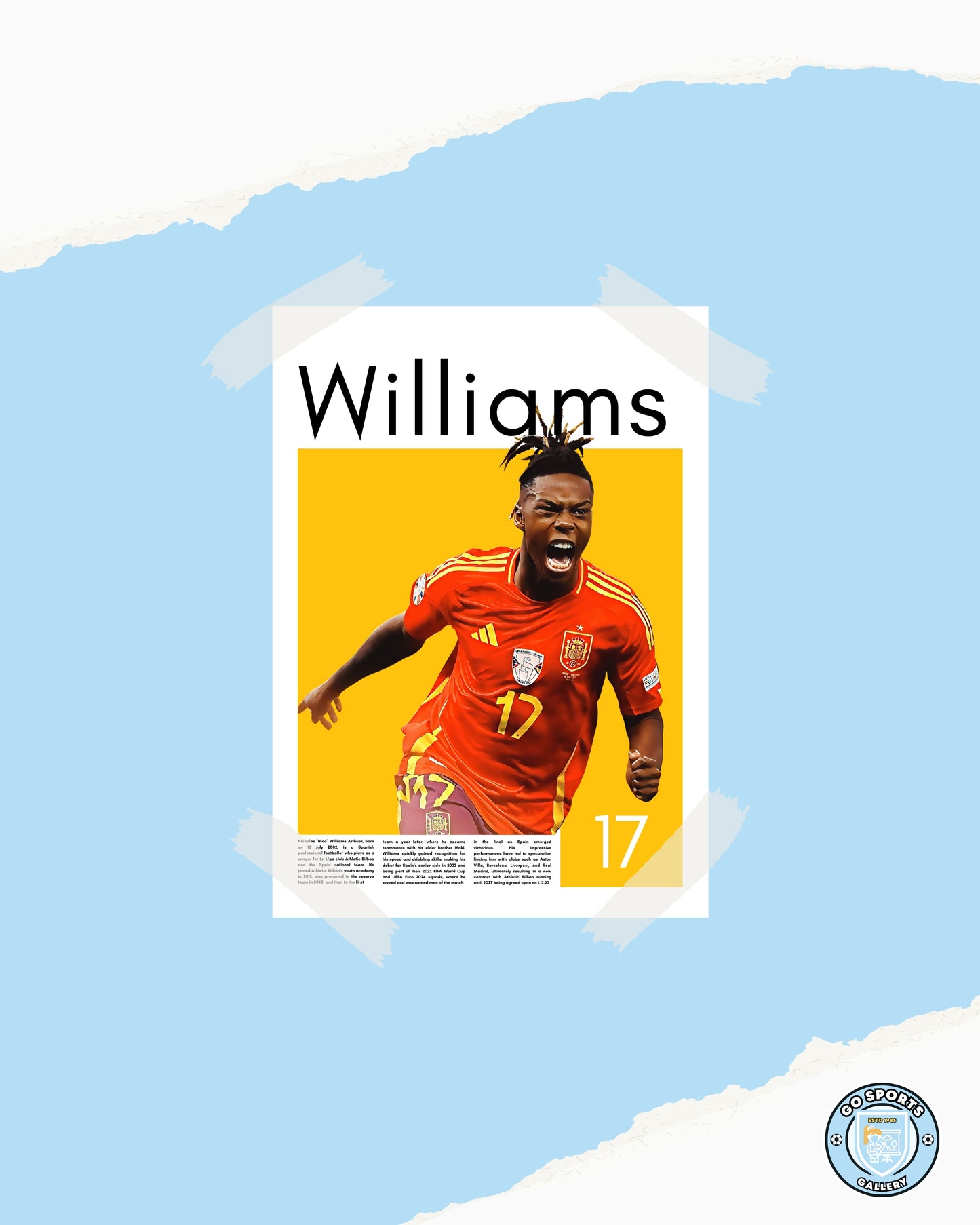 Nico Williams Wall Art – Digital Download | Instant Printable Sports Art