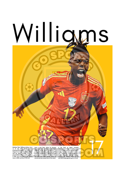 Nico Williams Wall Art – Digital Download | Instant Printable Sports Art