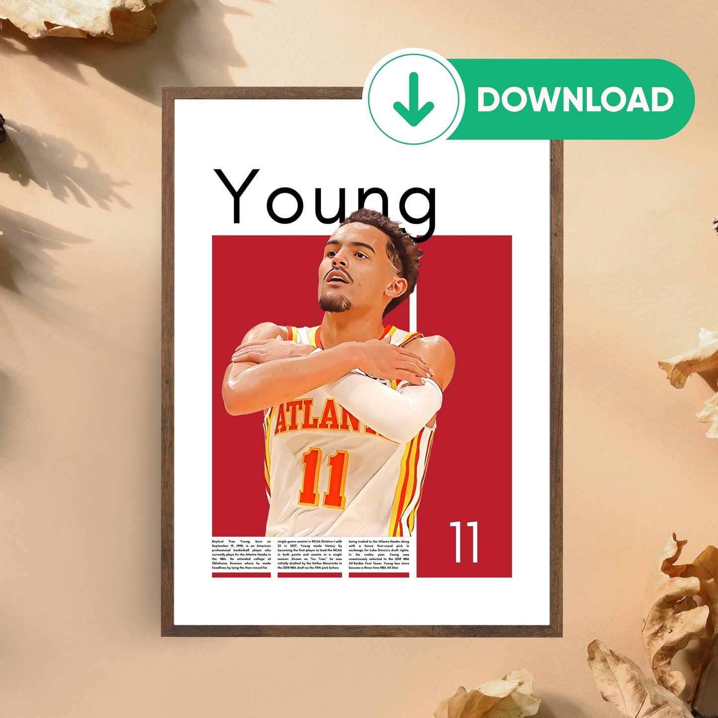 Trae Young Wall Art – Digital Download | Instant Printable Sports Art