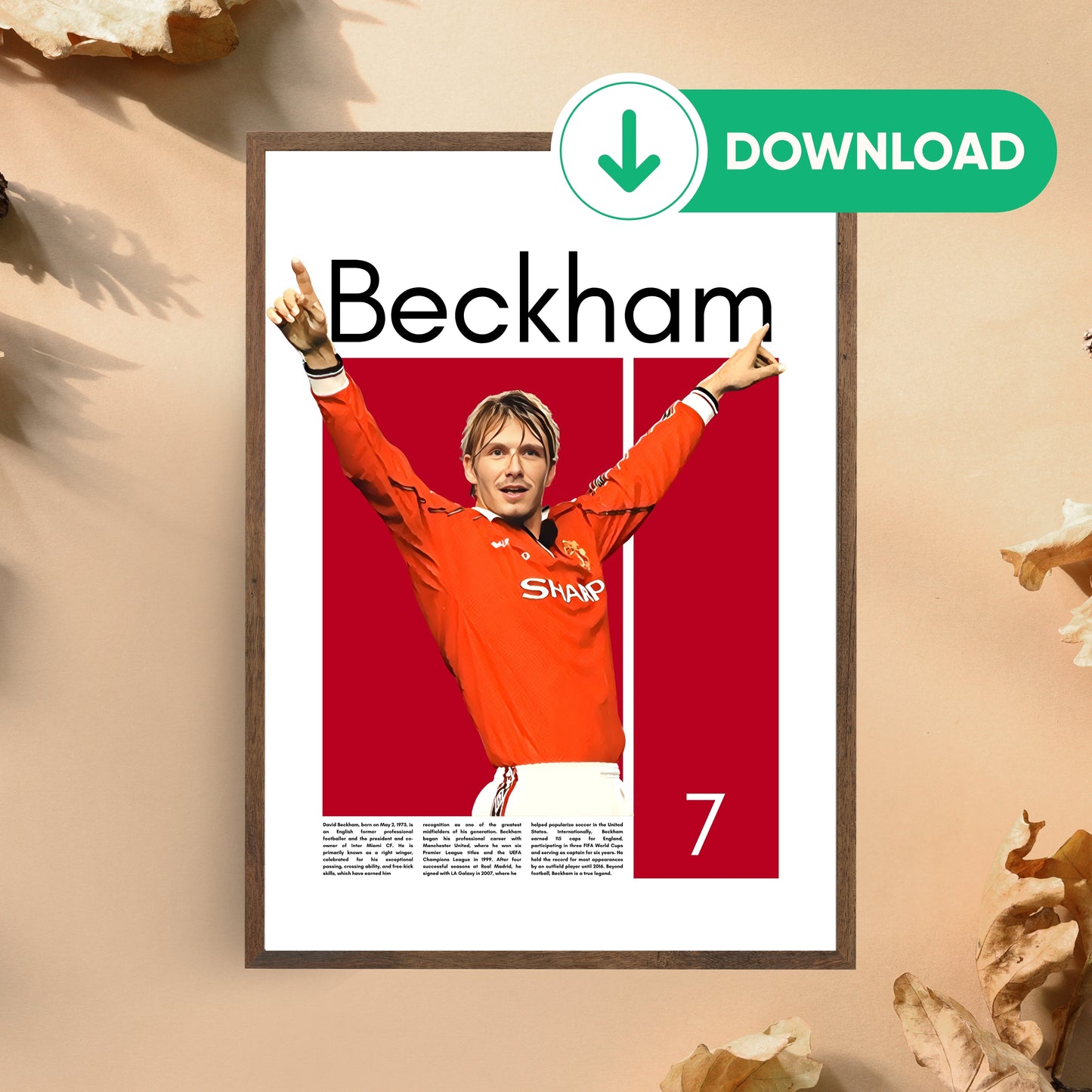 David Beckham Wall Art – Digital Download | Instant Printable Sports Art