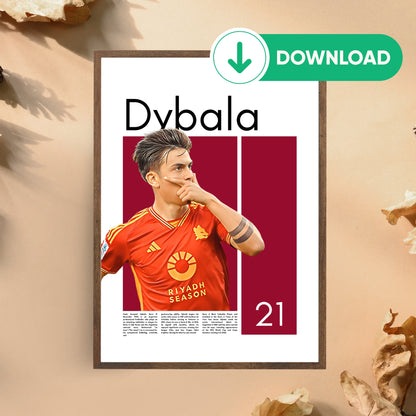 Paulo Dybala Wall Art – Digital Download | Instant Printable Football Art