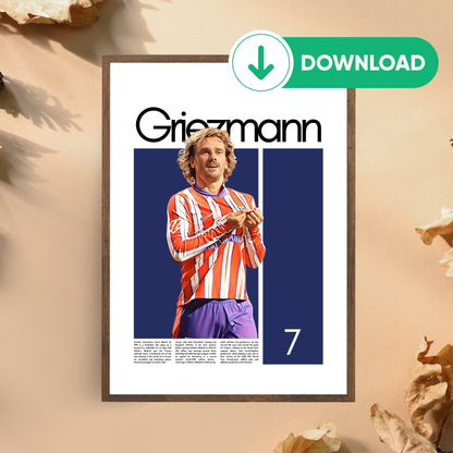 Antoine Griezmann Wall Art – Digital Download | Instant Printable Football Art