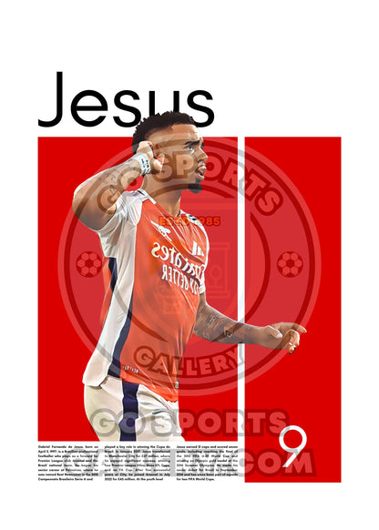 Gabriel Jesus FC Arsenal – High-Quality Football Print for Home Decor