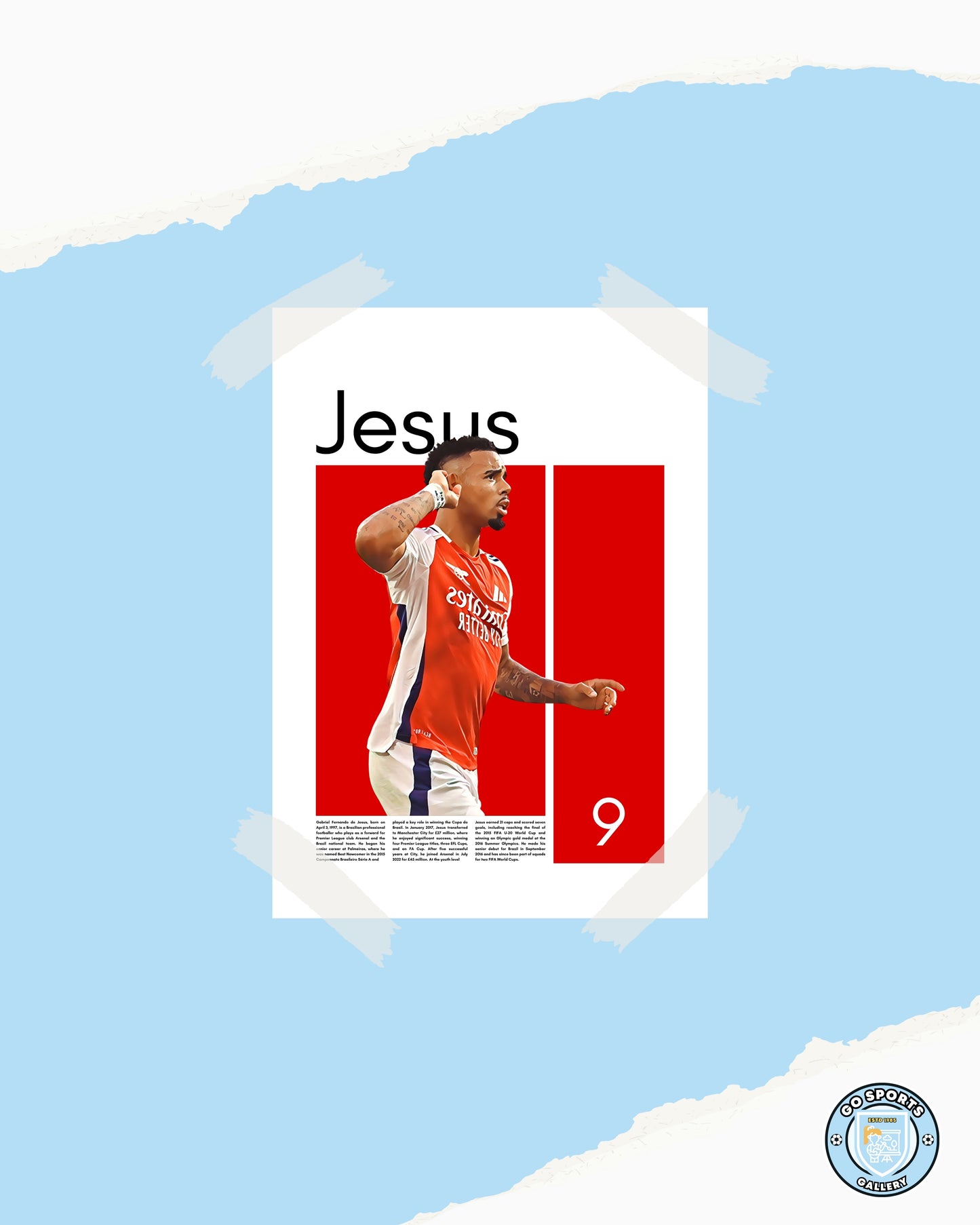 Gabriel Jesus FC Arsenal – High-Quality Football Print for Home Decor