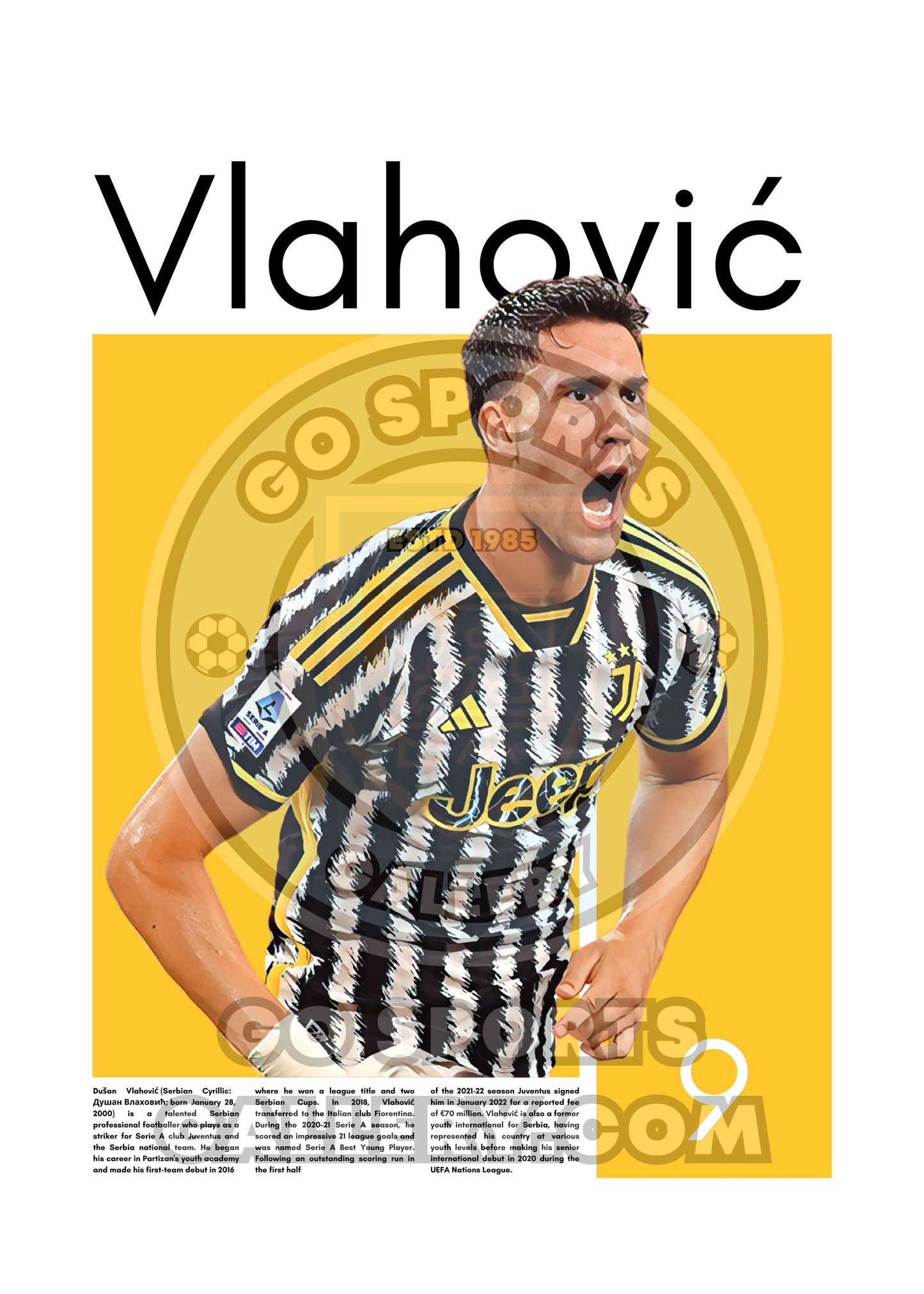 Dusan Vlahovic Wall Art – Digital Download | Instant Printable Football Art