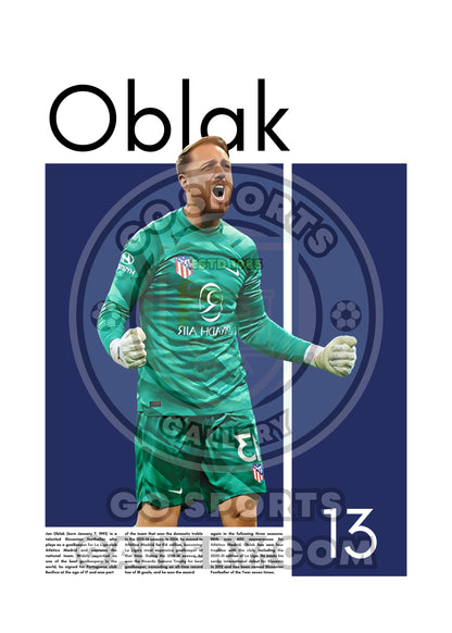 Jan Oblak Wall Art – Digital Download | Instant Printable Sports Art