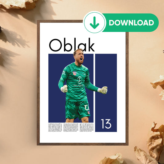 Jan Oblak Wall Art – Digital Download | Instant Printable Sports Art