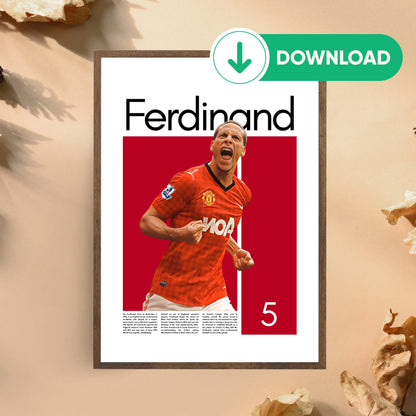 Rio Ferdinand Wall Art – Digital Download | Instant Printable Sports Art (Kopie)