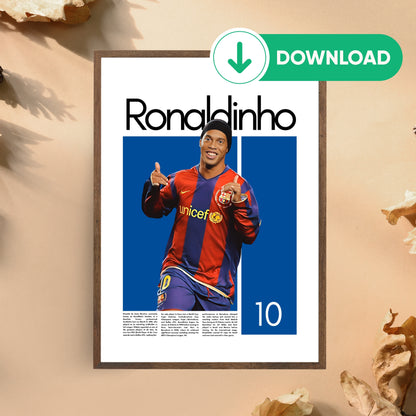 Ronaldinho Wall Art – Digital Download | Instant Printable Sports Art