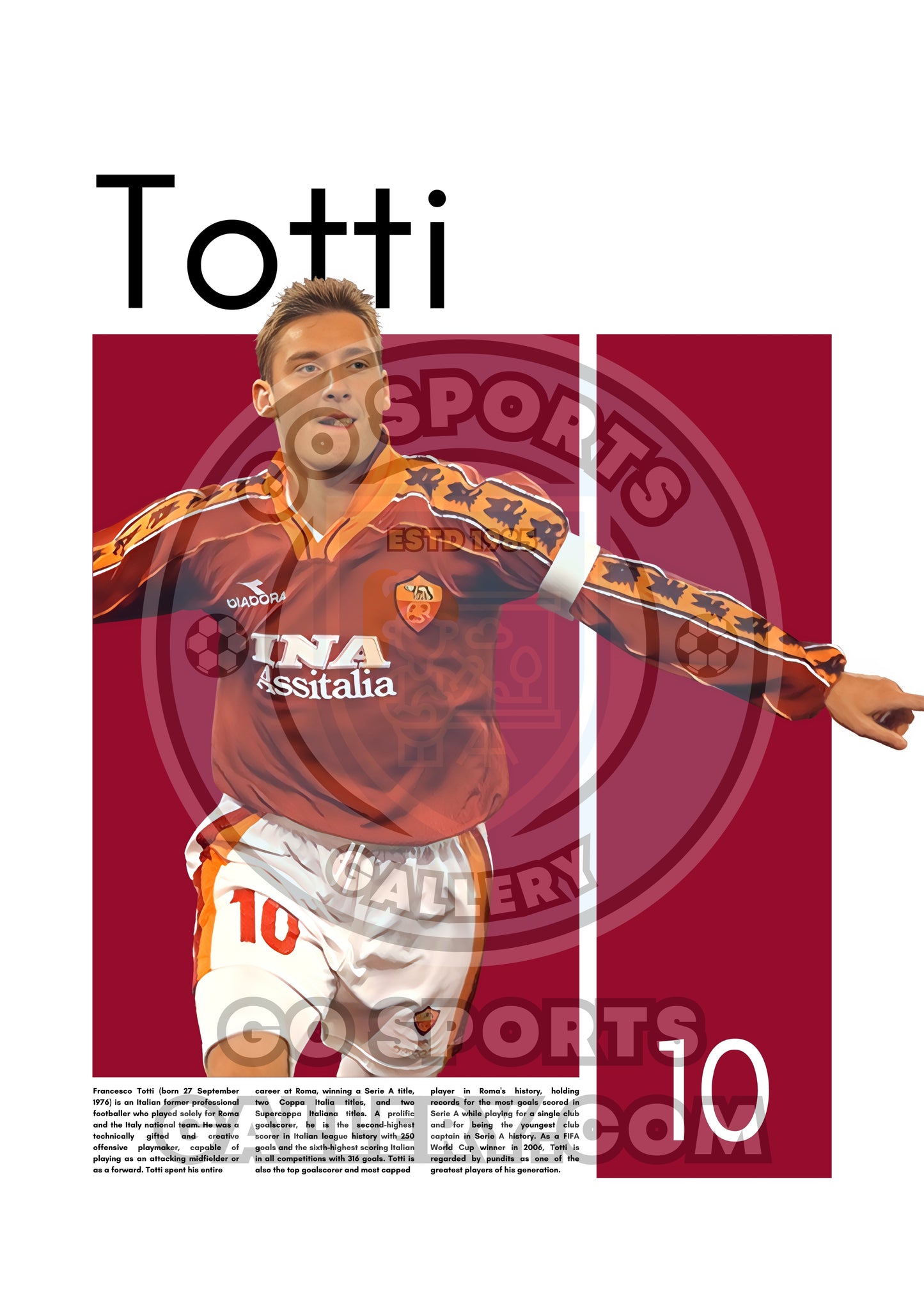 Francesco Totti Wall Art – Digital Download | Instant Printable Sports Art